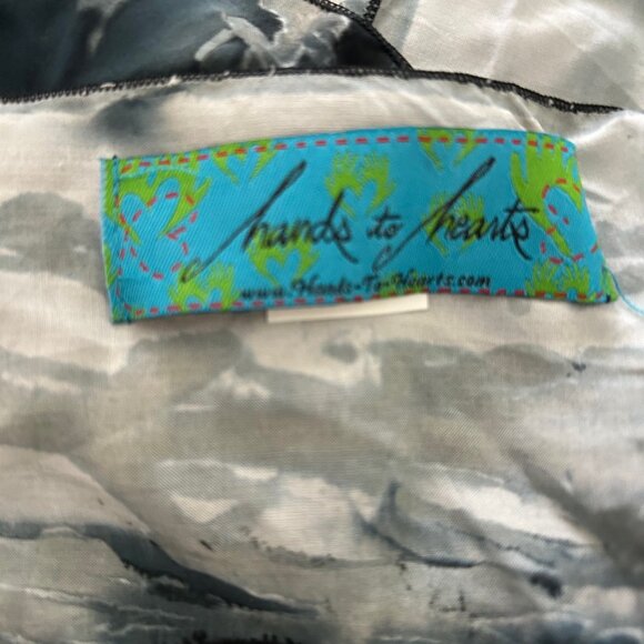 Hands to Hearts Scarf Hand Dyed Blue Grey Made in Bali 100% Rayon Soft Touch - Picture 2 of 7